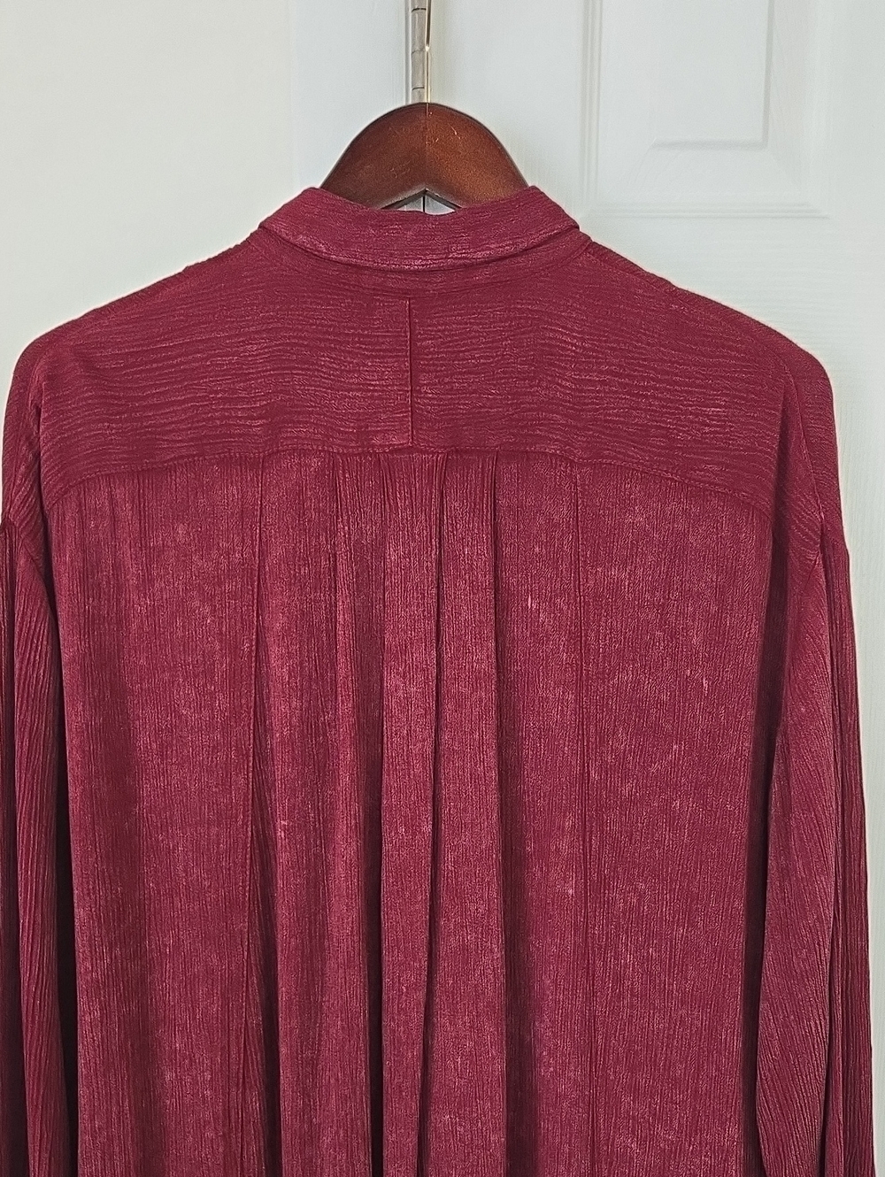 Free People Crinkle Spin Me Tunic Shirt Dress Burgundy Size Small NWOT Boho Over - Picture 8 of 12